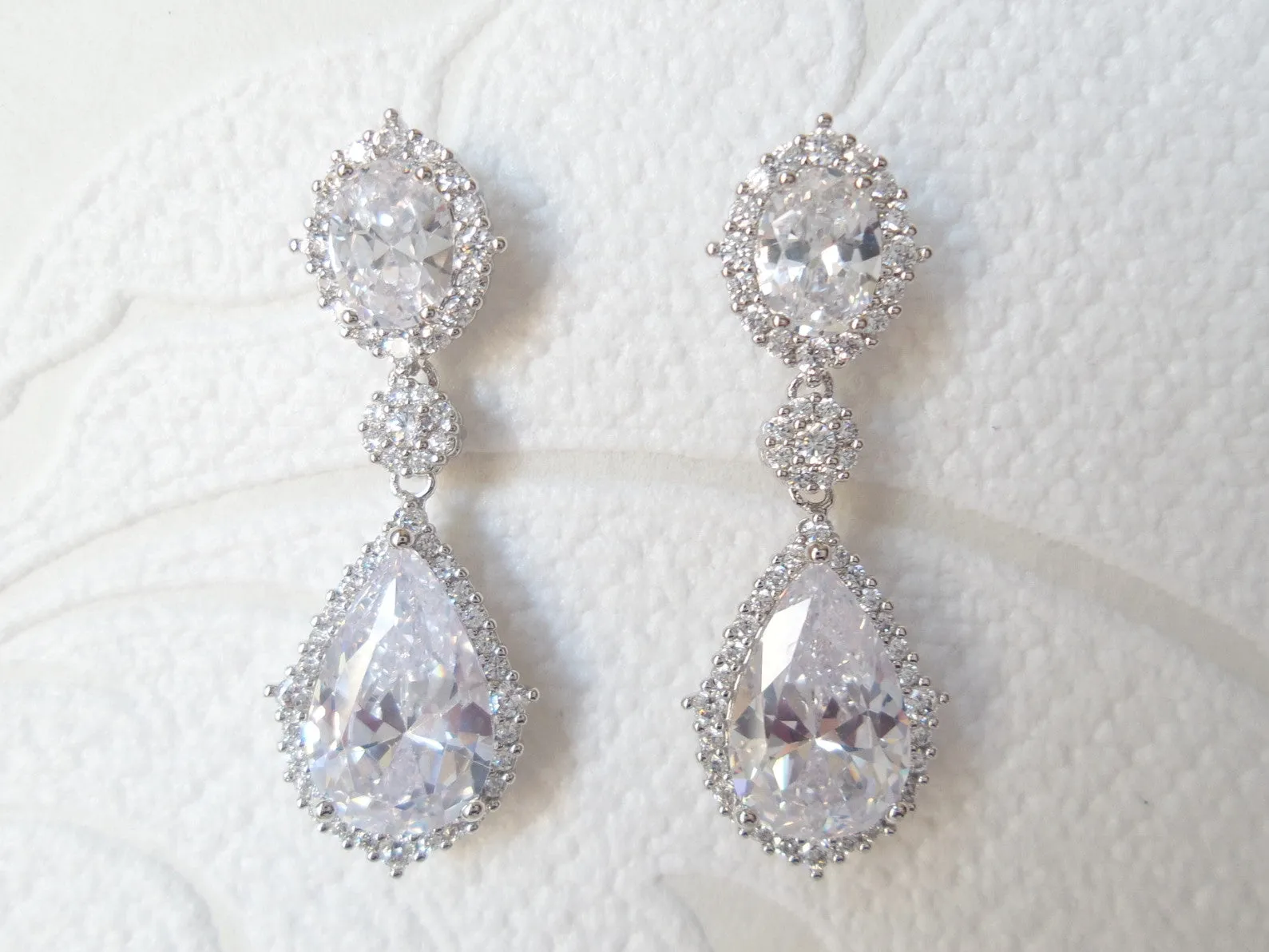 Classic Bridal CZ Drop Earrings