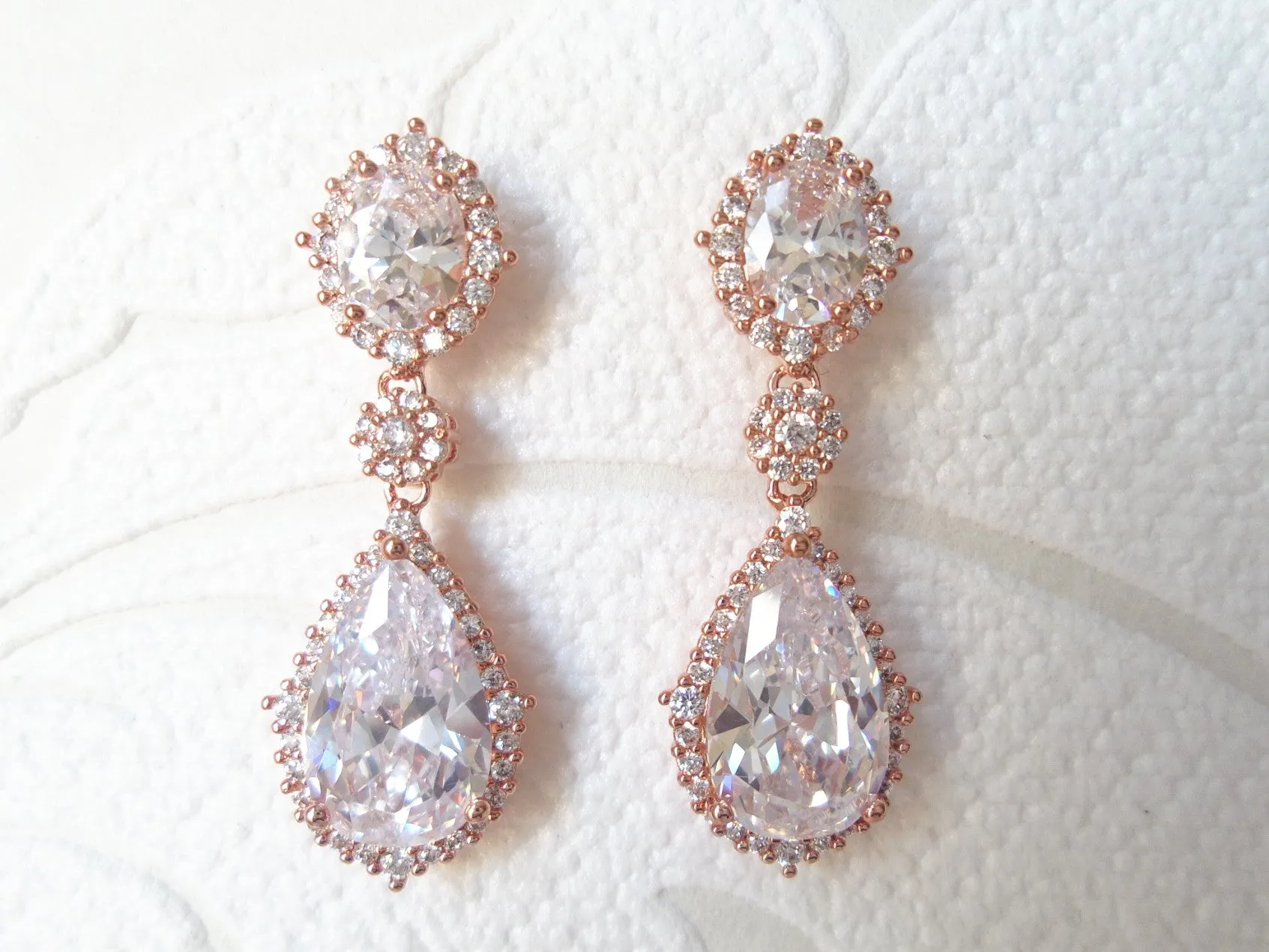Classic Bridal CZ Drop Earrings