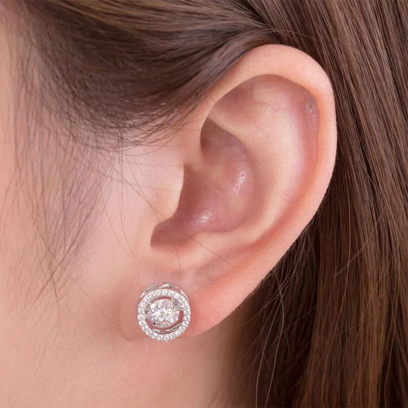 Classic Dancing Stone Stud Earrings
