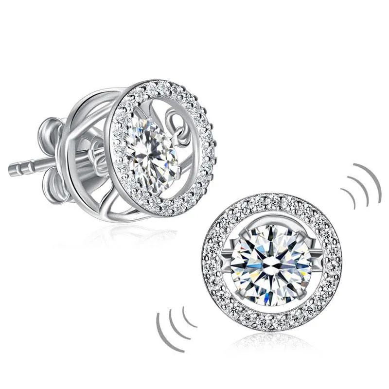 Classic Dancing Stone Stud Earrings