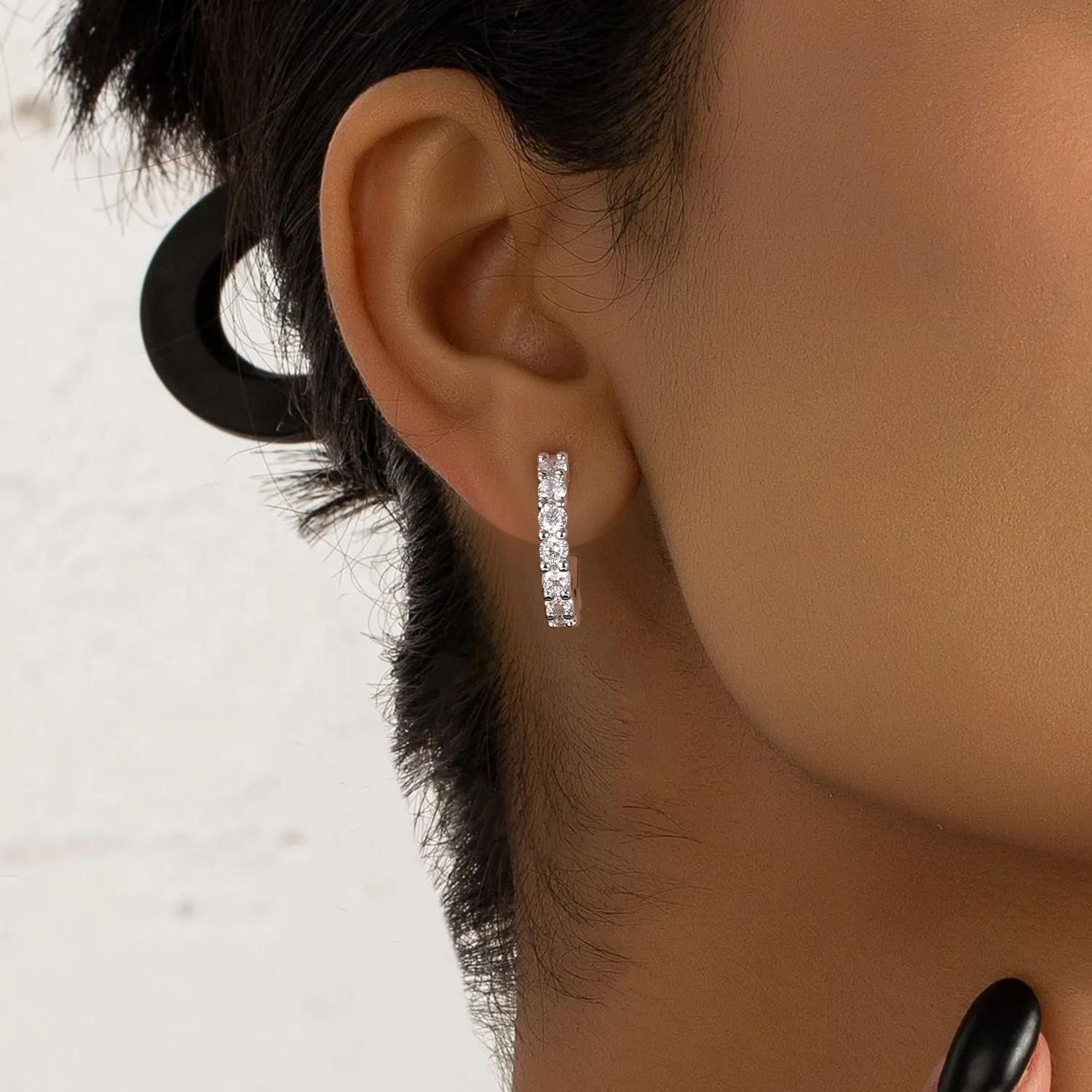 Classic Moissanite Huggie Hoop Earrings