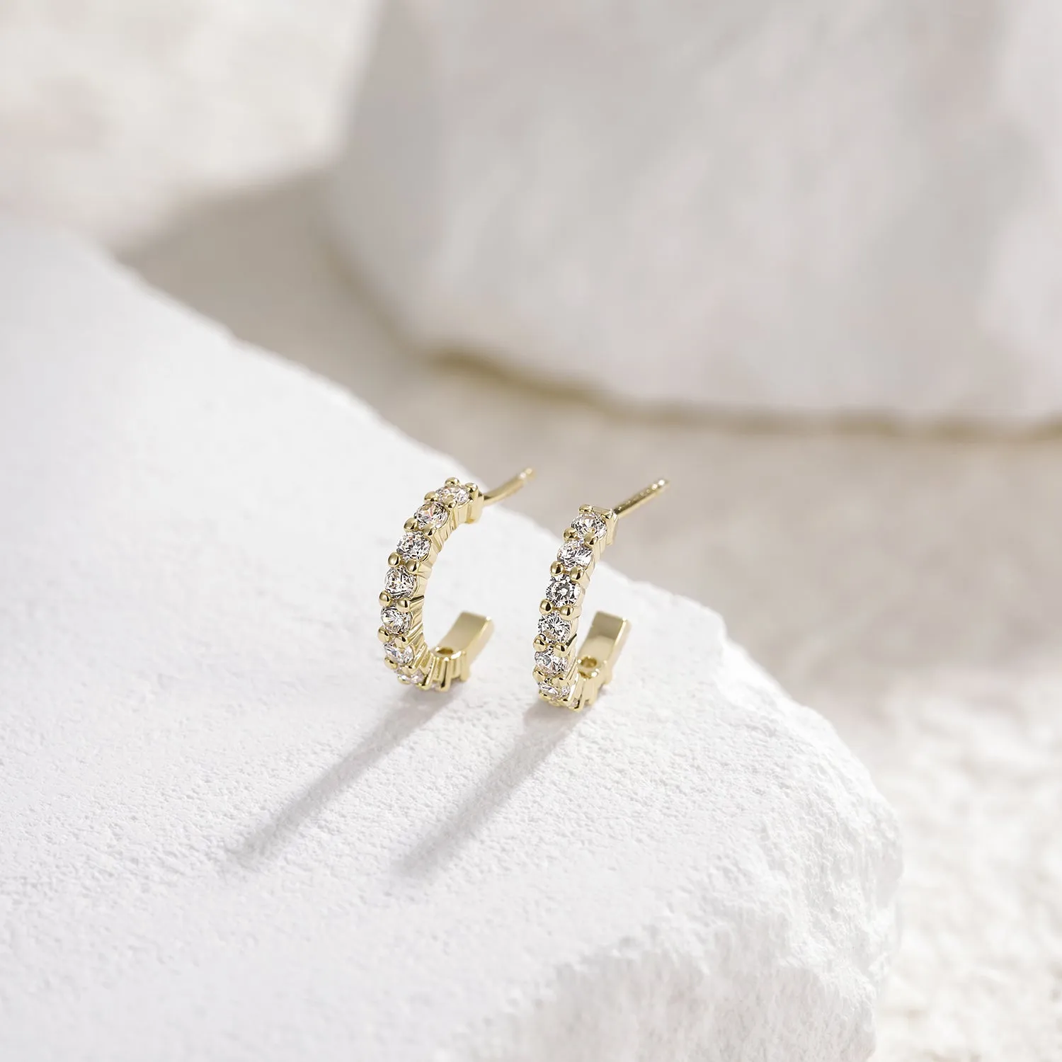 Classic Moissanite Huggie Hoop Earrings