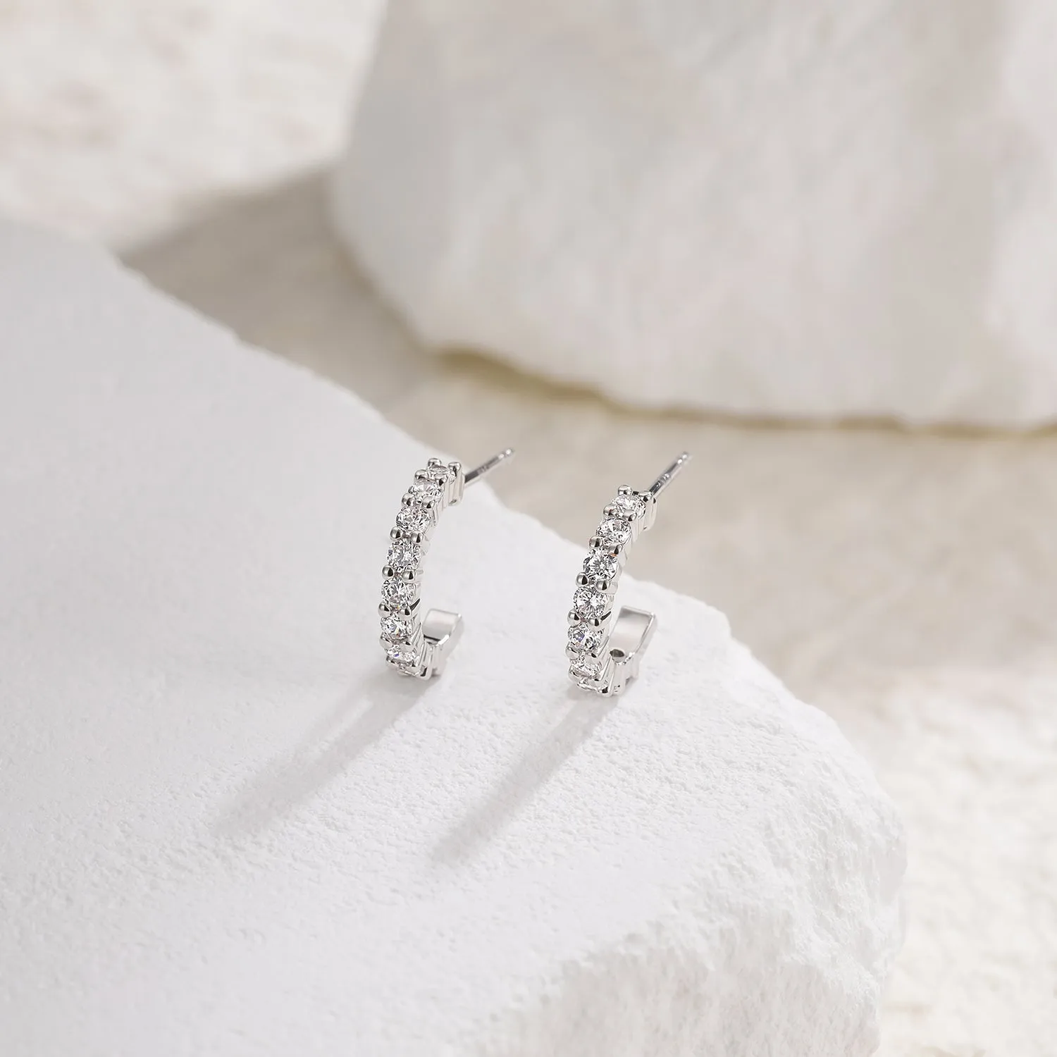 Classic Moissanite Huggie Hoop Earrings