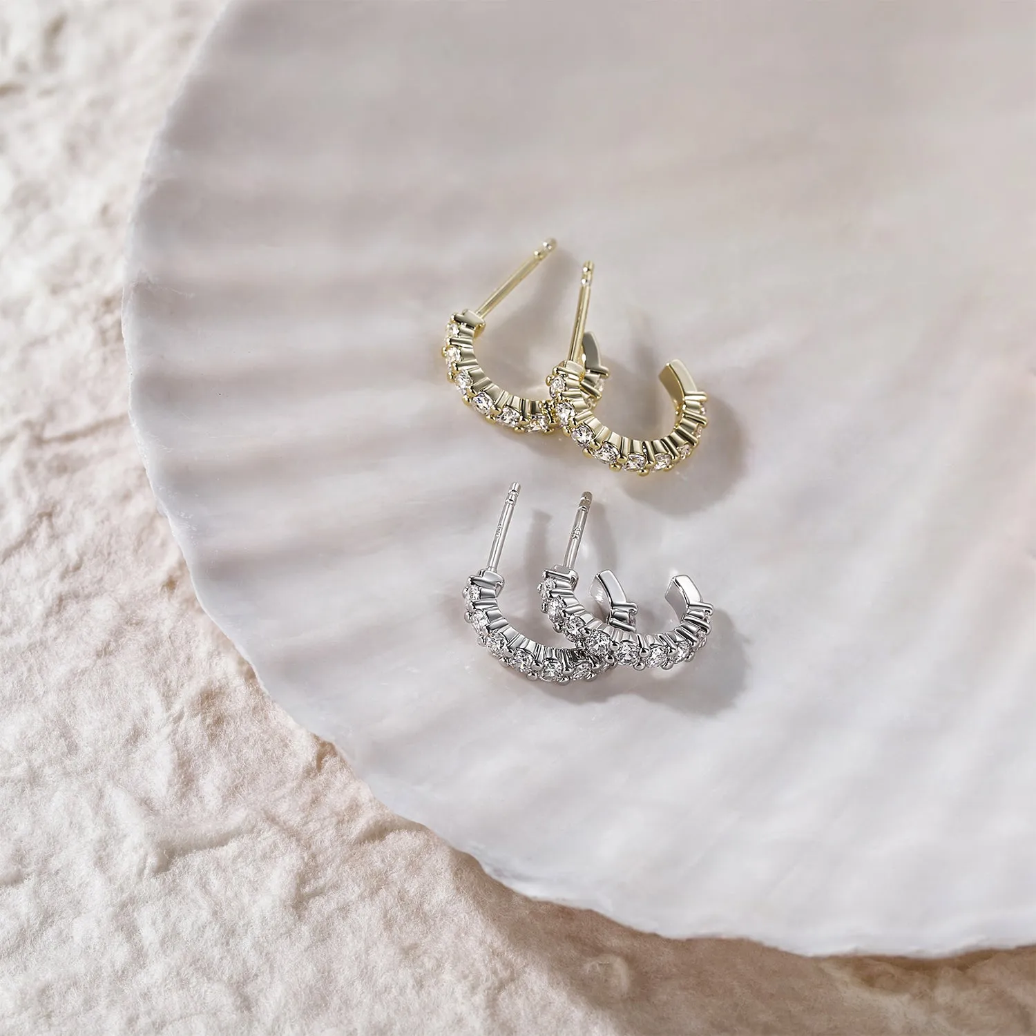 Classic Moissanite Huggie Hoop Earrings