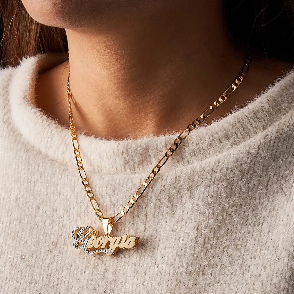 Classic Name Necklace Bling Initial Pendant Jewelry Gifts for Women