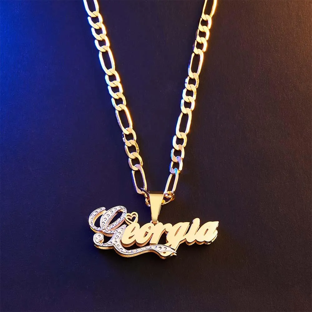 Classic Name Necklace Bling Initial Pendant Jewelry Gifts for Women