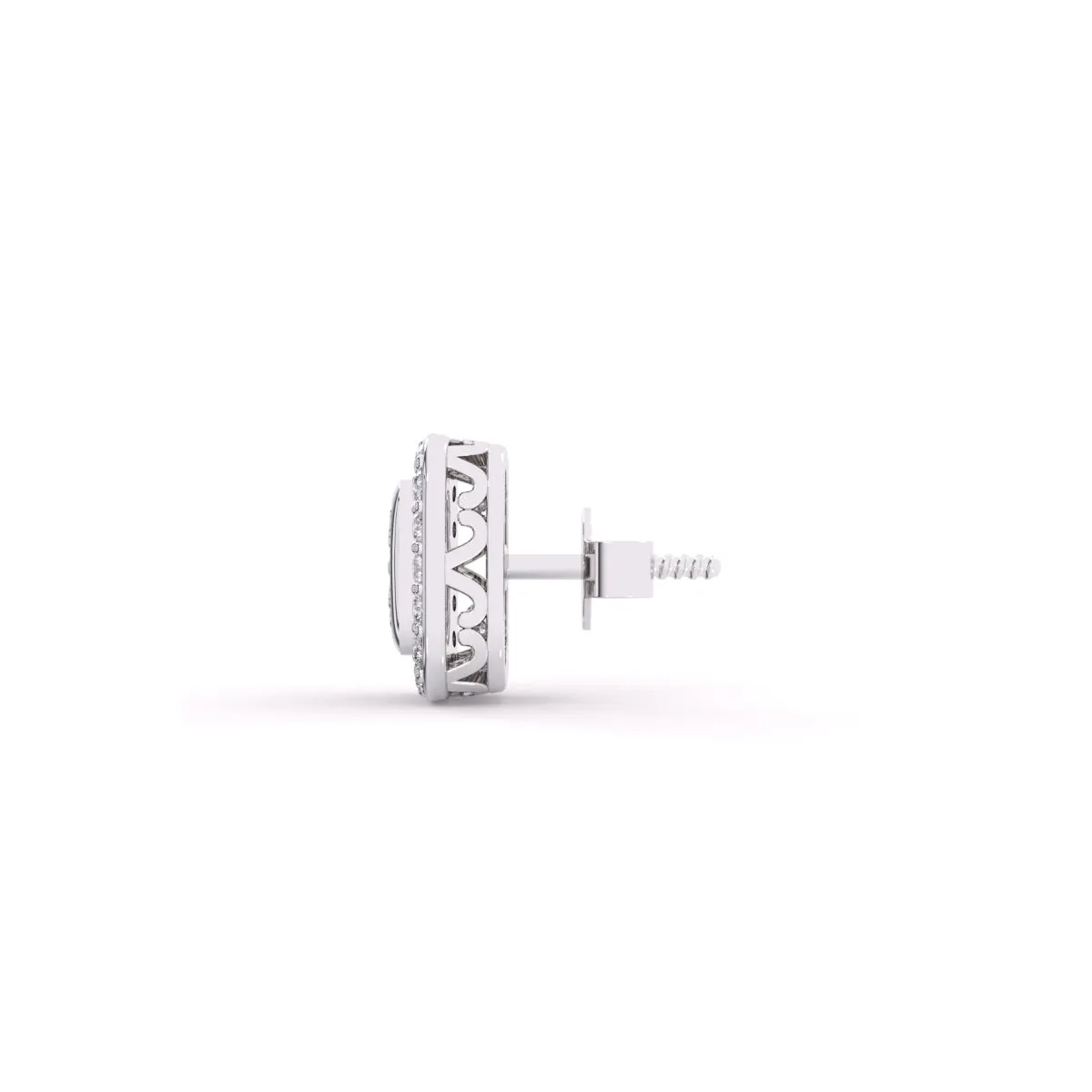 Classic Square Shaped Round Diamond Earrings