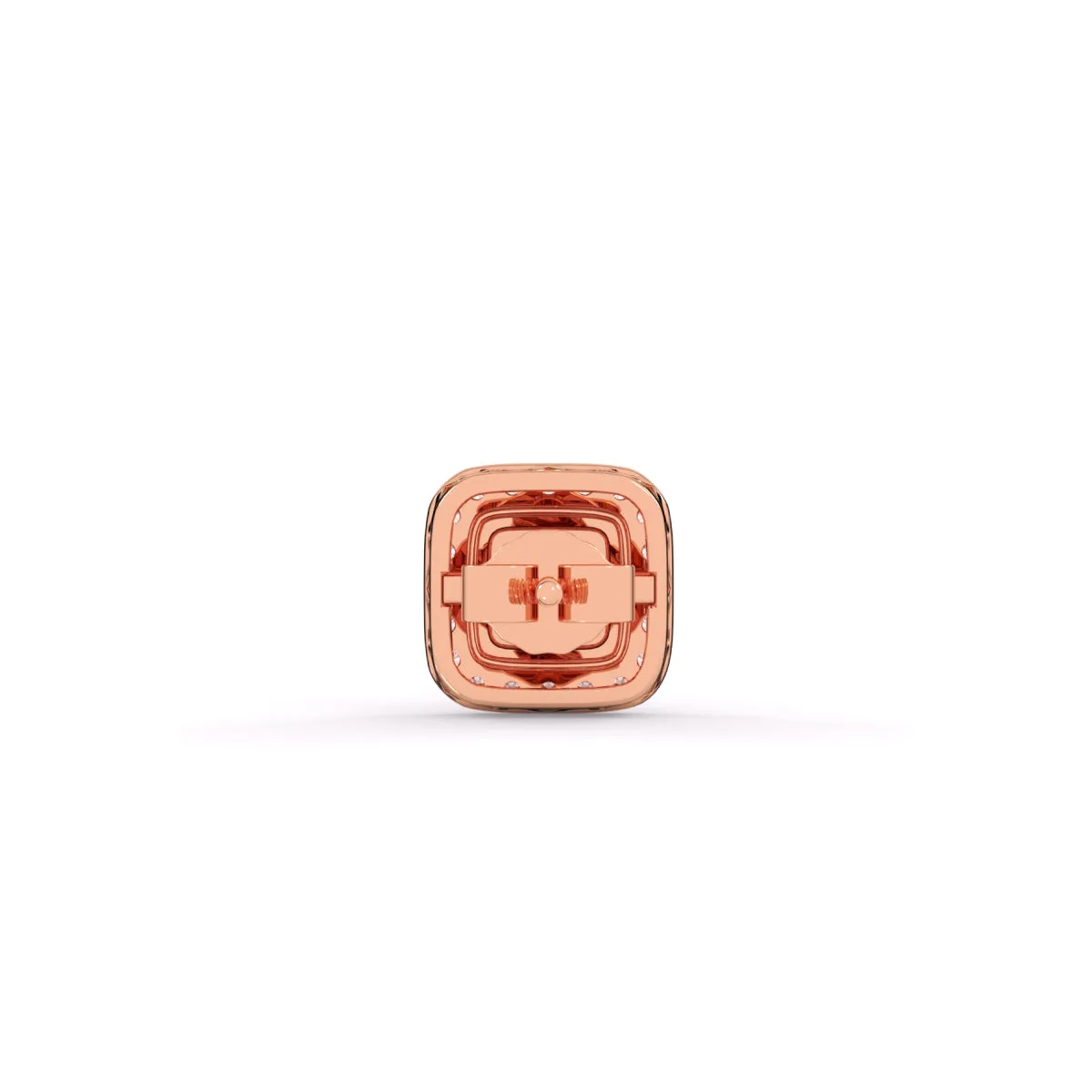 Classic Square Shaped Round Diamond Earrings