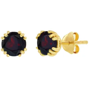 Classic Women's Earrings - Gold Plated January Birthstone Round 6mm Stud | D-8274