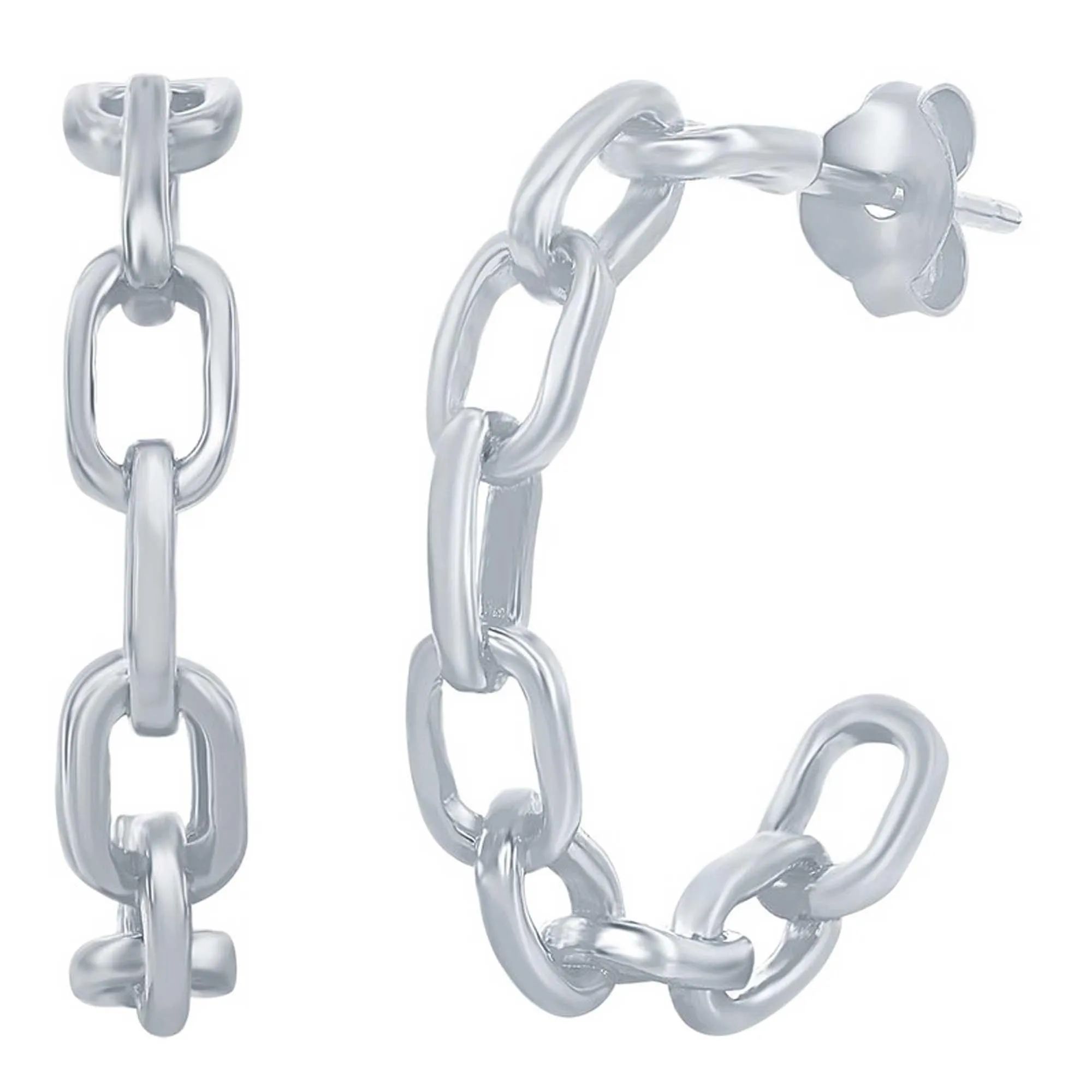 Classic Women's Earrings - Sterling Silver 21mm Paperclip Hoop | A-2672
