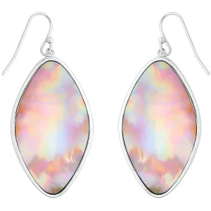 Classic Women's Earrings - Sterling Silver Large Marquise Shaped Pink MOP | D-4829