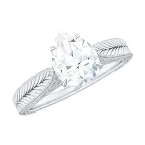 Claw Set Pear Shape Moissanite Solitaire Engagement Ring