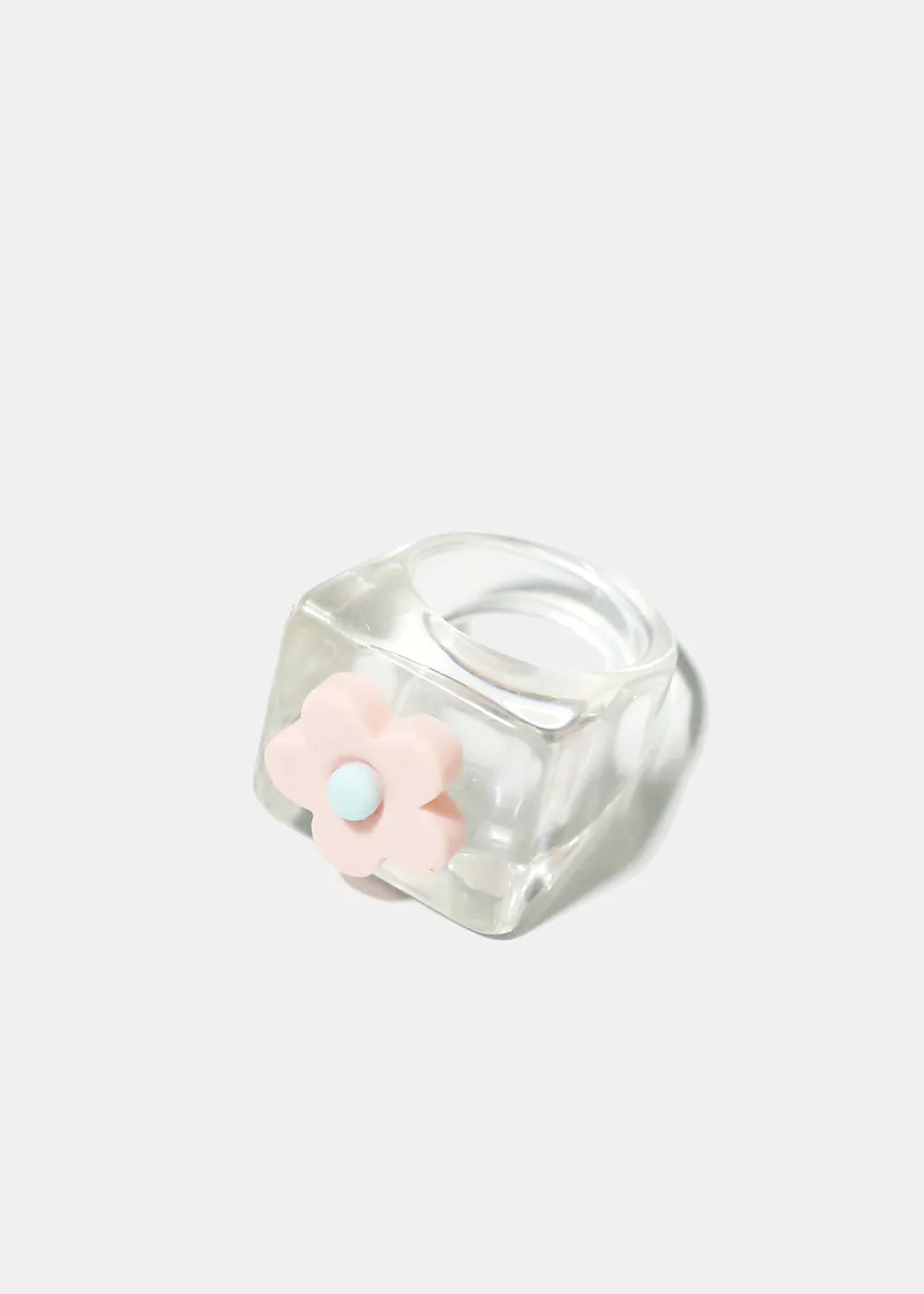 Clear with Flower Squared Ring