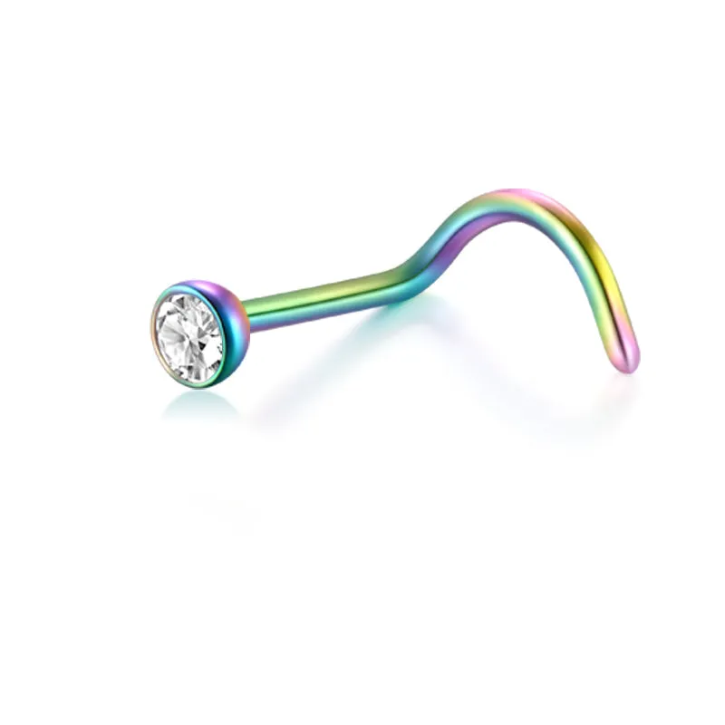 Colorful Bar Nose Screw Rings 18g 20g 22g Nose Piercing Jewelry