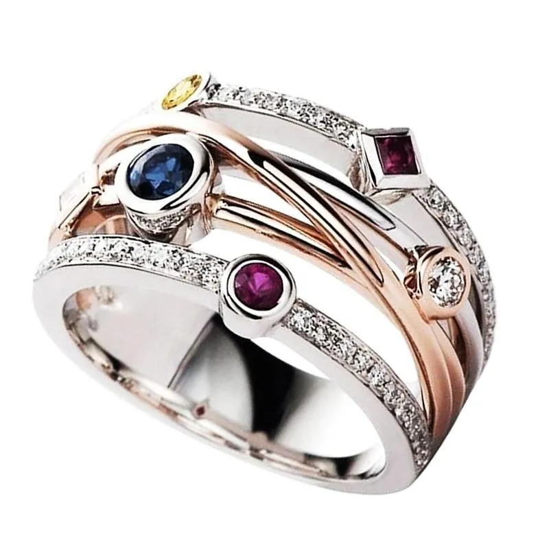Colorful Cubic Zirconia Delicate Cross Geometric CZ Ring