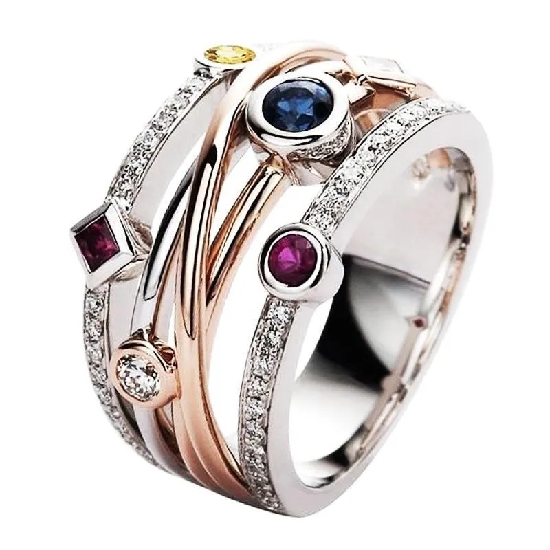 Colorful Cubic Zirconia Delicate Cross Geometric CZ Ring
