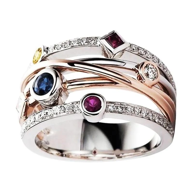 Colorful Cubic Zirconia Delicate Cross Geometric CZ Ring