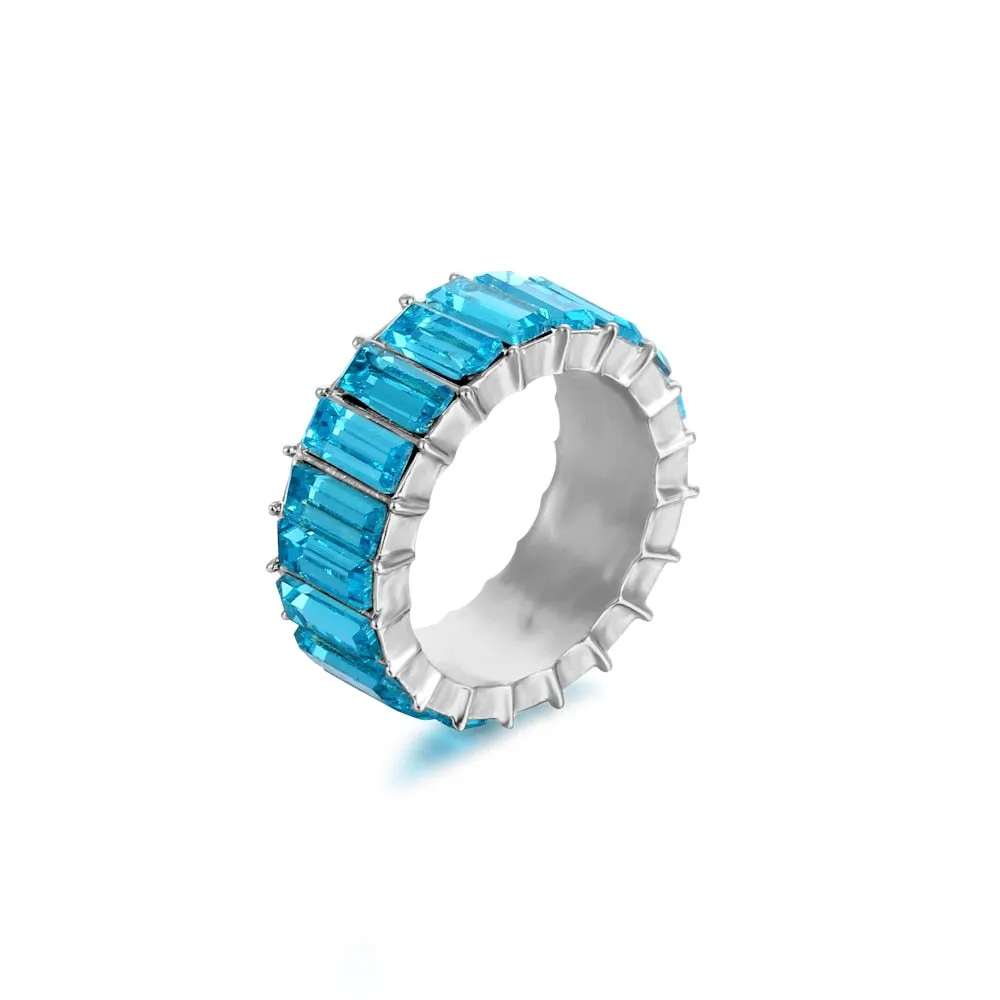 Colorful Rainbow Zircon Wide Rings