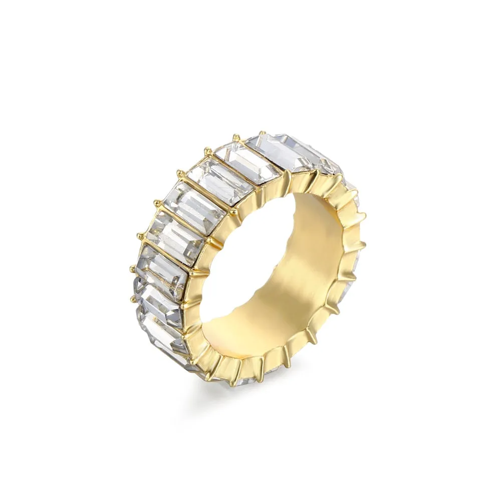 Colorful Rainbow Zircon Wide Rings