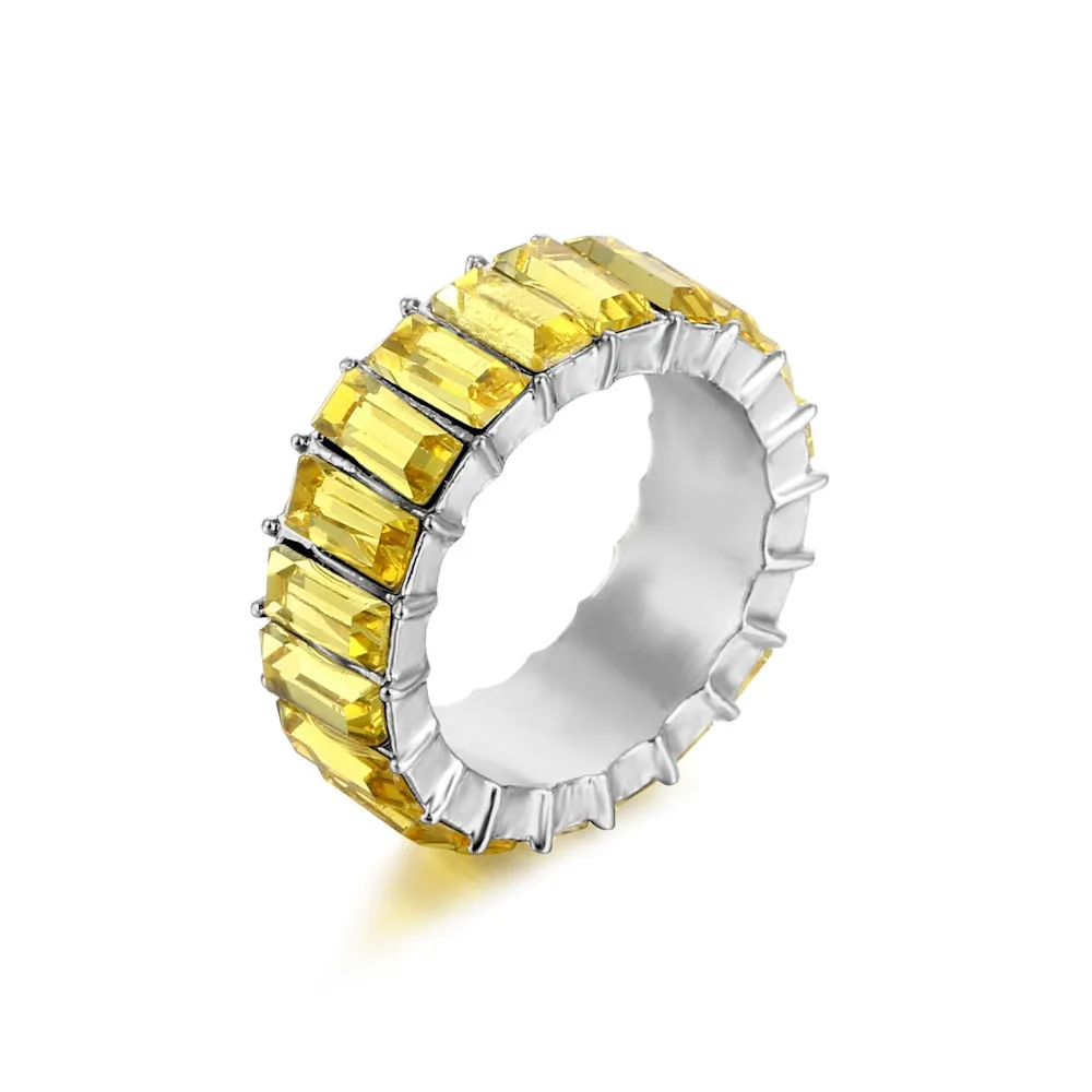 Colorful Rainbow Zircon Wide Rings