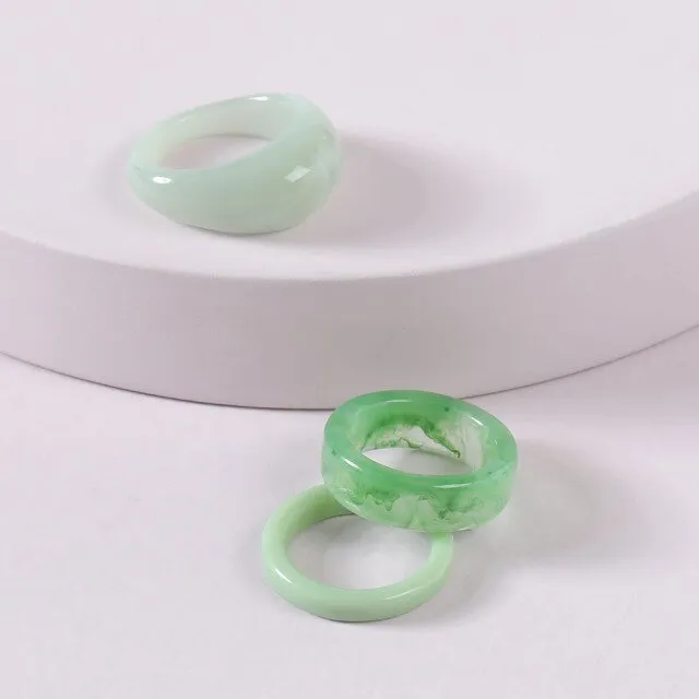Colorful Resin Transparent Rhinestone Zircon Suit Ring