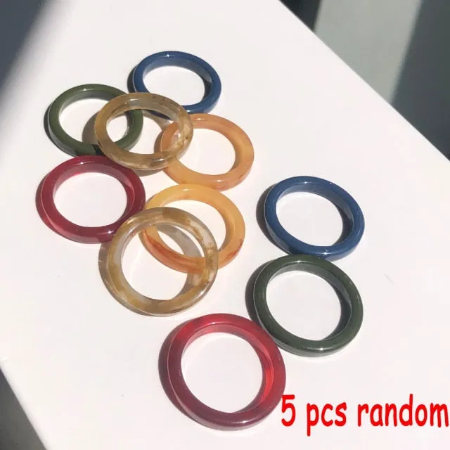 Colorful Resin Transparent Rhinestone Zircon Suit Ring