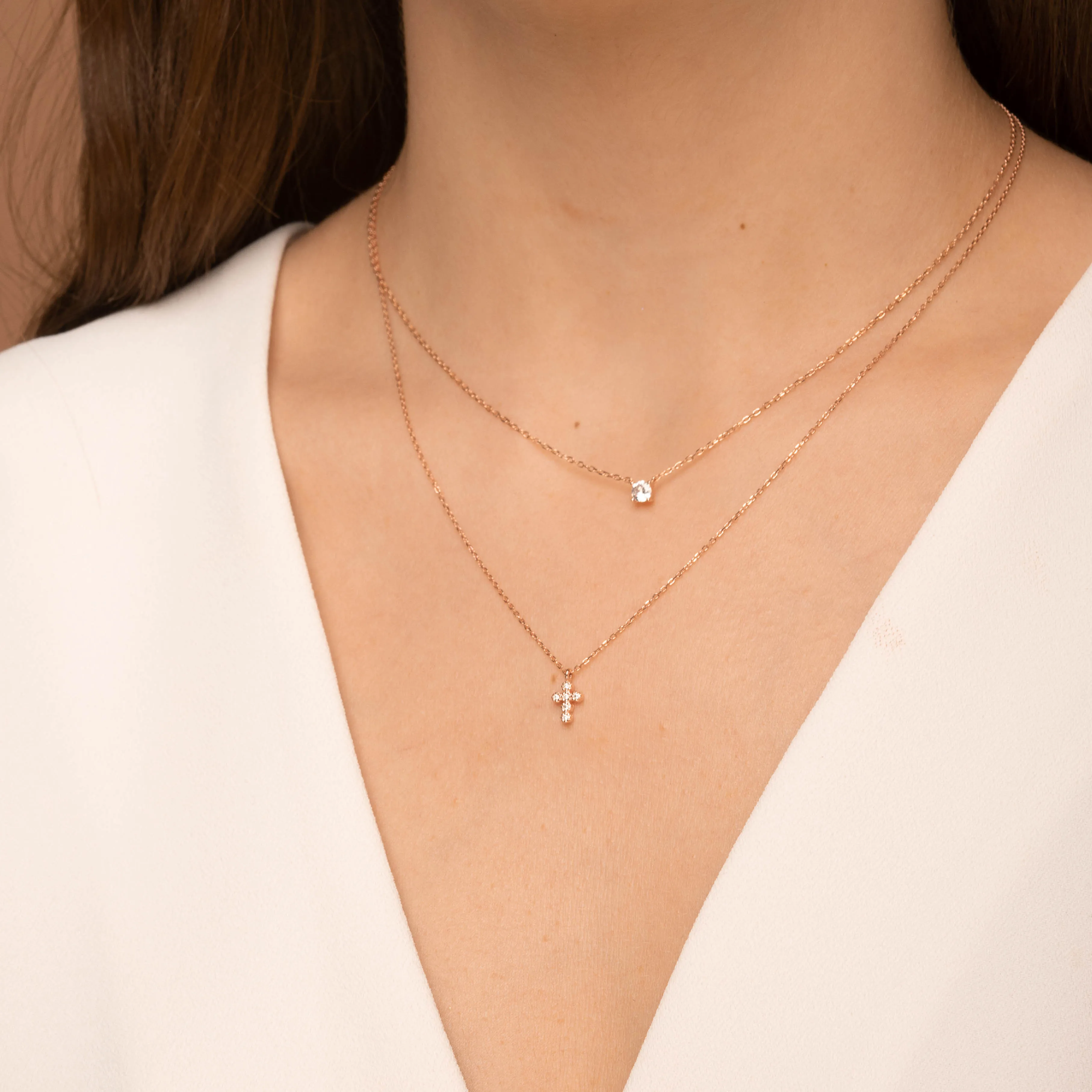 Cross Sapphire Chain Necklace