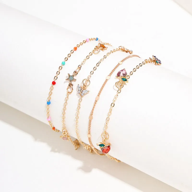 Crystal Fruit Butterfly Star Anklets Bracelet Simple Anklets