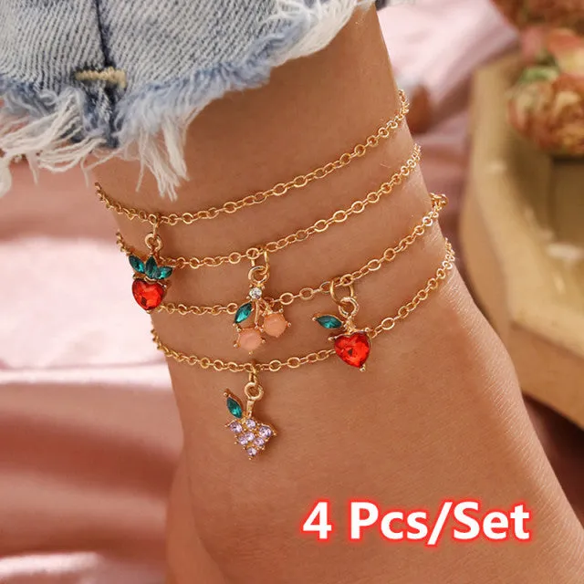 Crystal Fruit Butterfly Star Anklets Bracelet Simple Anklets