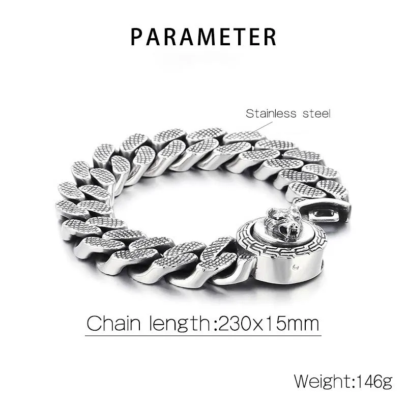 Cuba stainless steel wolf bracelet for men wolf style bracelet D4-B