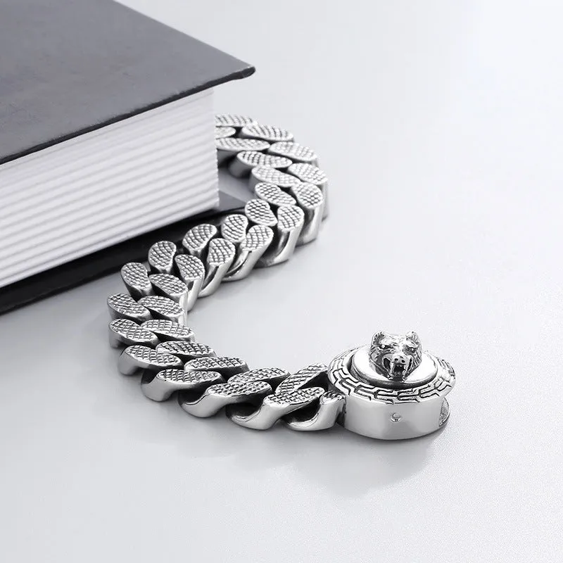 Cuba stainless steel wolf bracelet for men wolf style bracelet D4-B