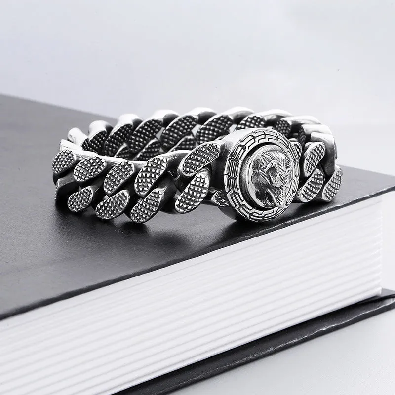 Cuba stainless steel wolf bracelet for men wolf style bracelet D4-B