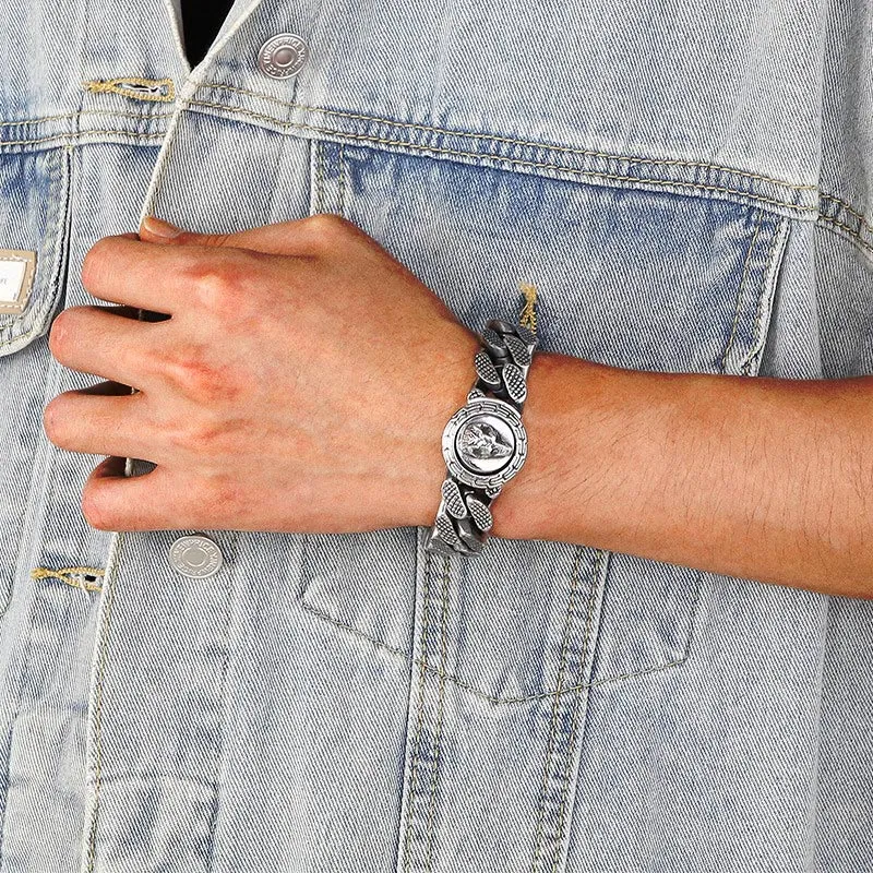 Cuba stainless steel wolf bracelet for men wolf style bracelet D4-B
