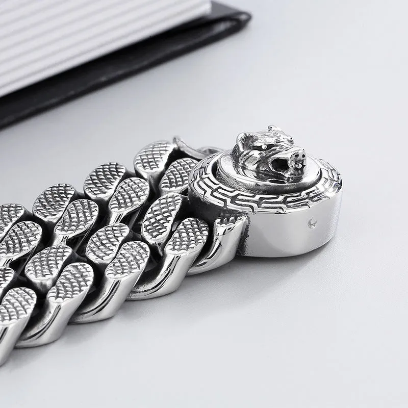 Cuba stainless steel wolf bracelet for men wolf style bracelet D4-B