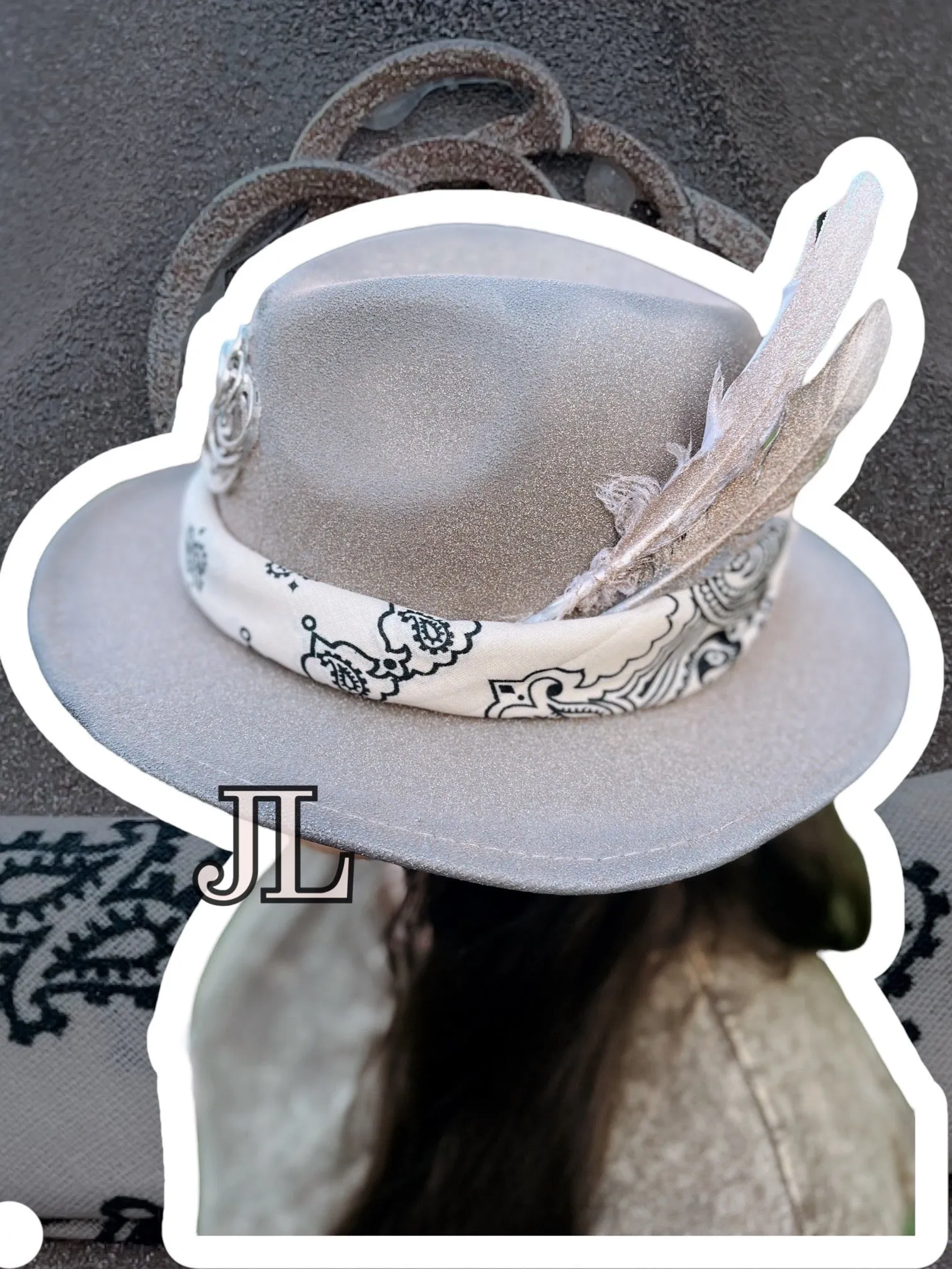 Custom Gray Glitter Rancher Hat