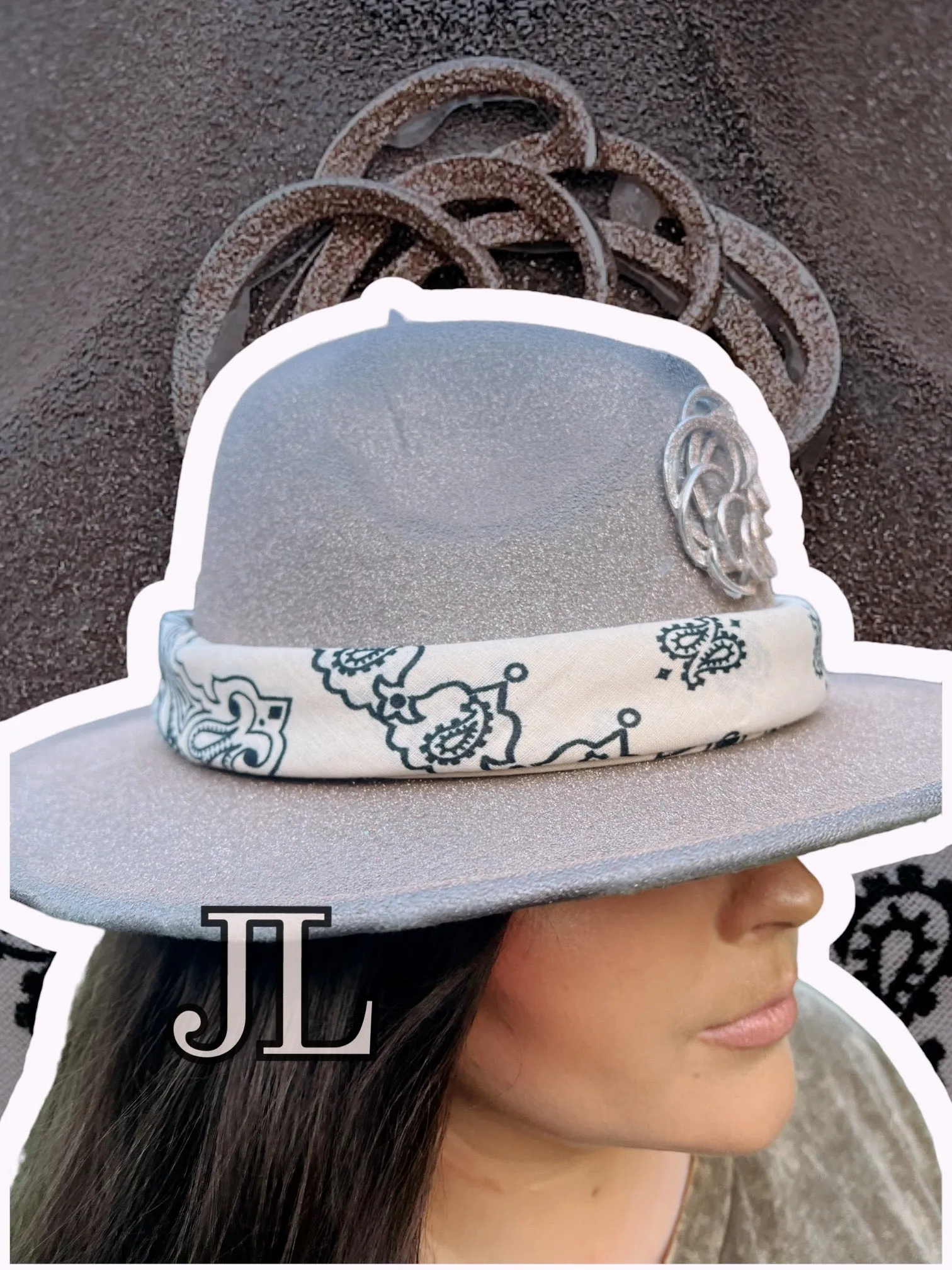Custom Gray Glitter Rancher Hat