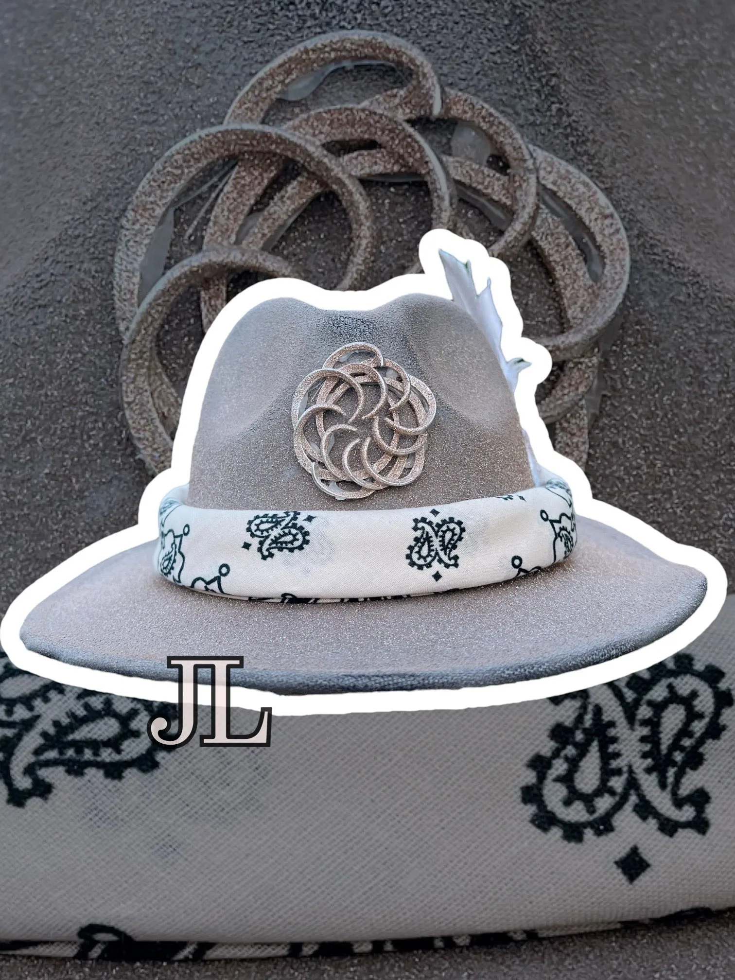 Custom Gray Glitter Rancher Hat