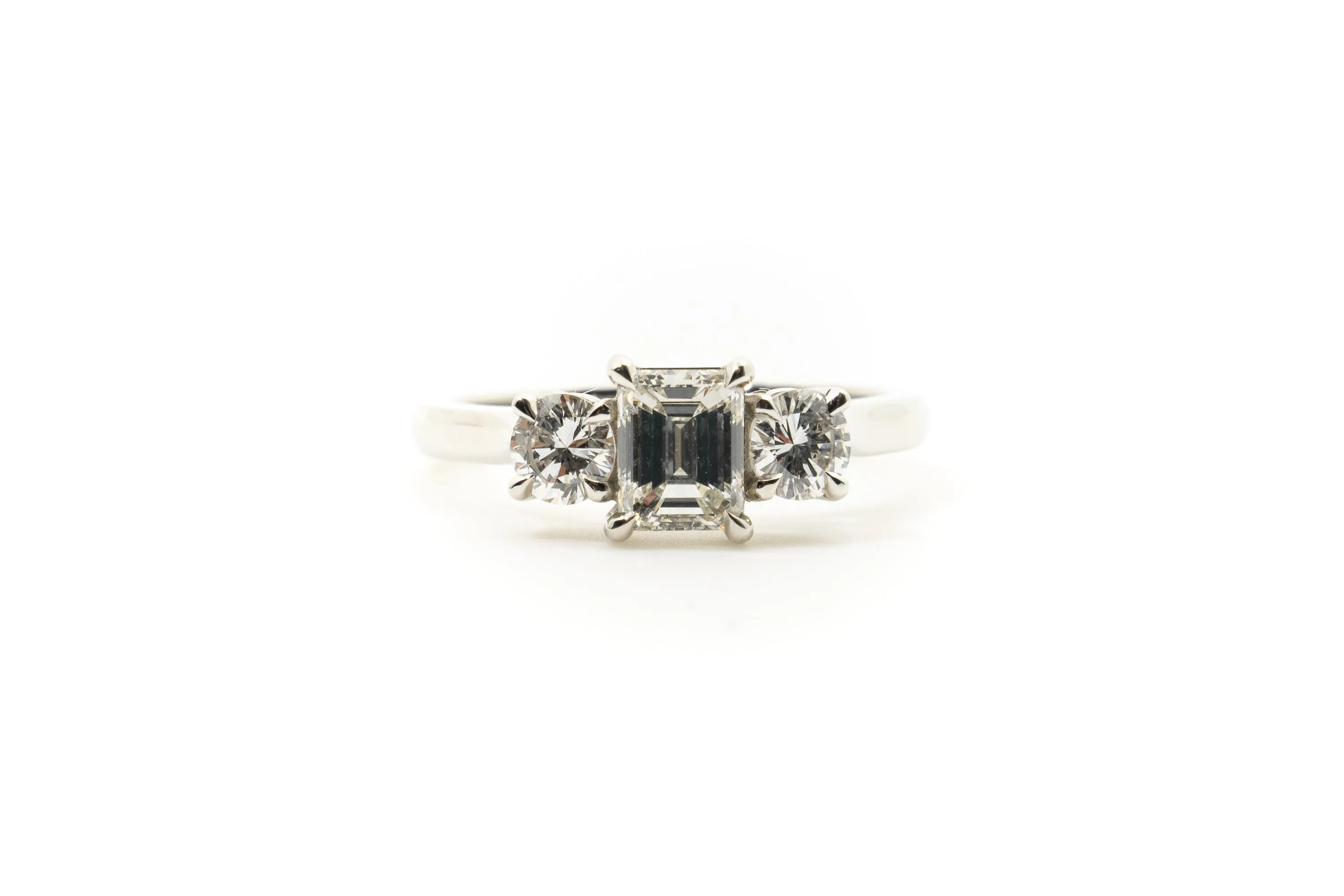 Custom Three Diamond Platinum Ring