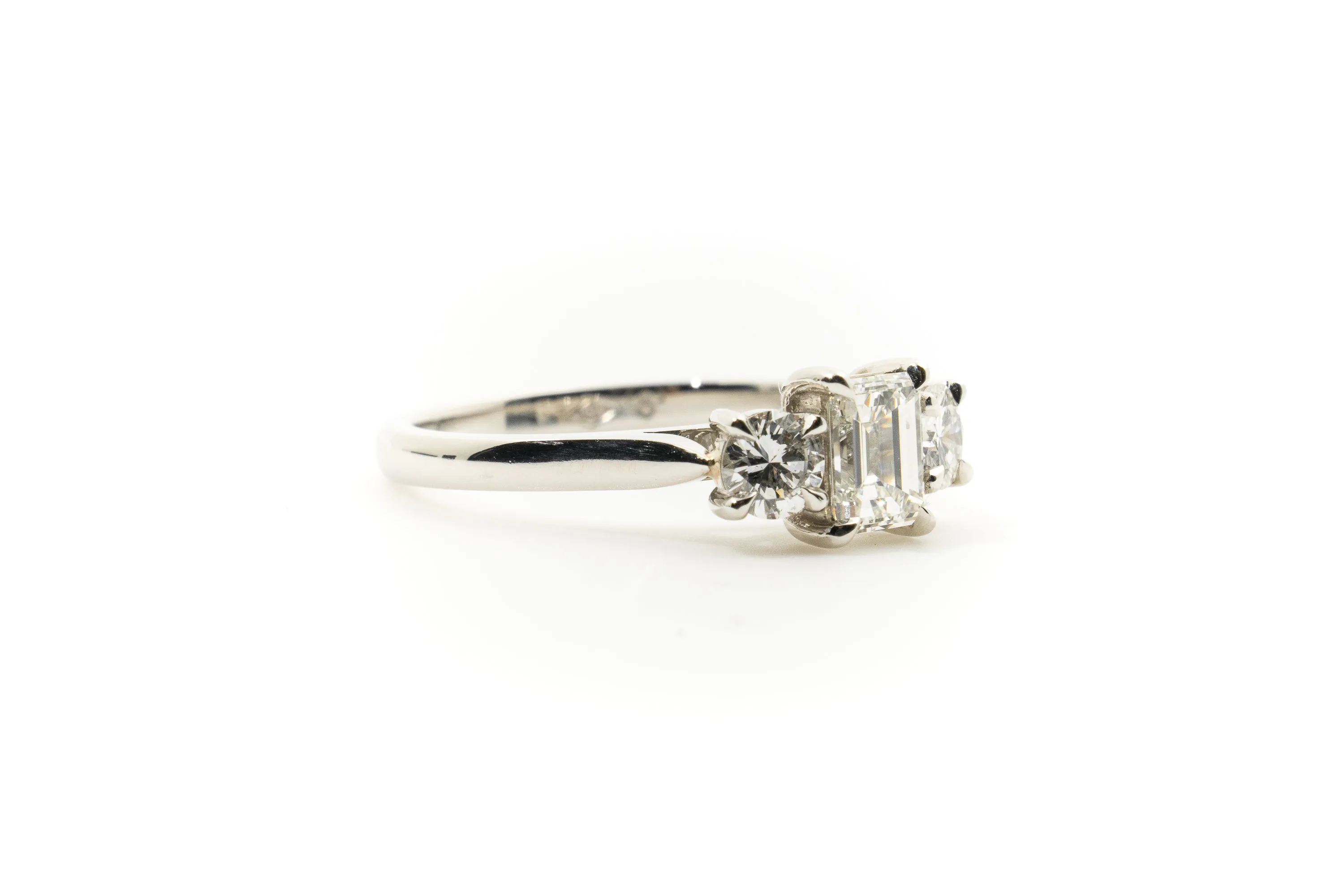 Custom Three Diamond Platinum Ring