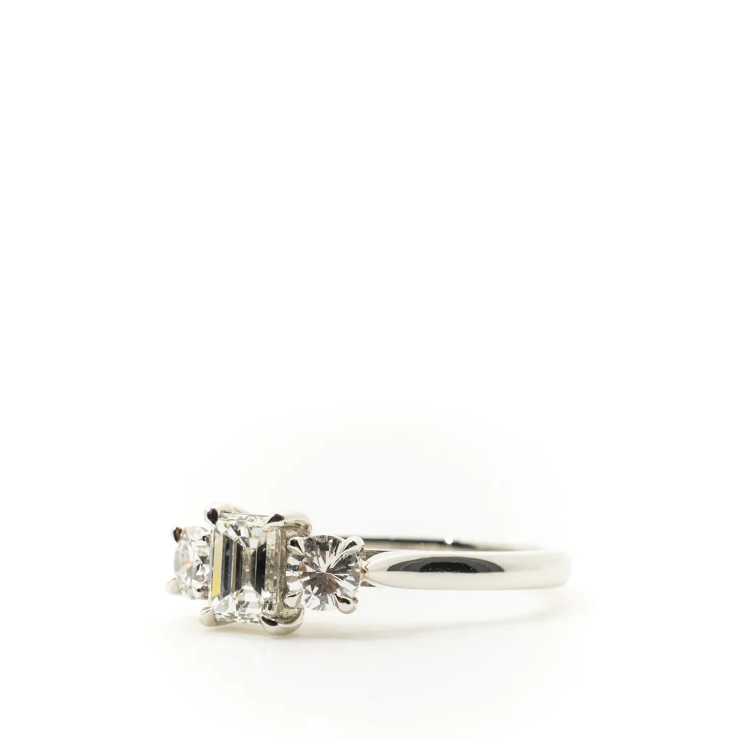 Custom Three Diamond Platinum Ring