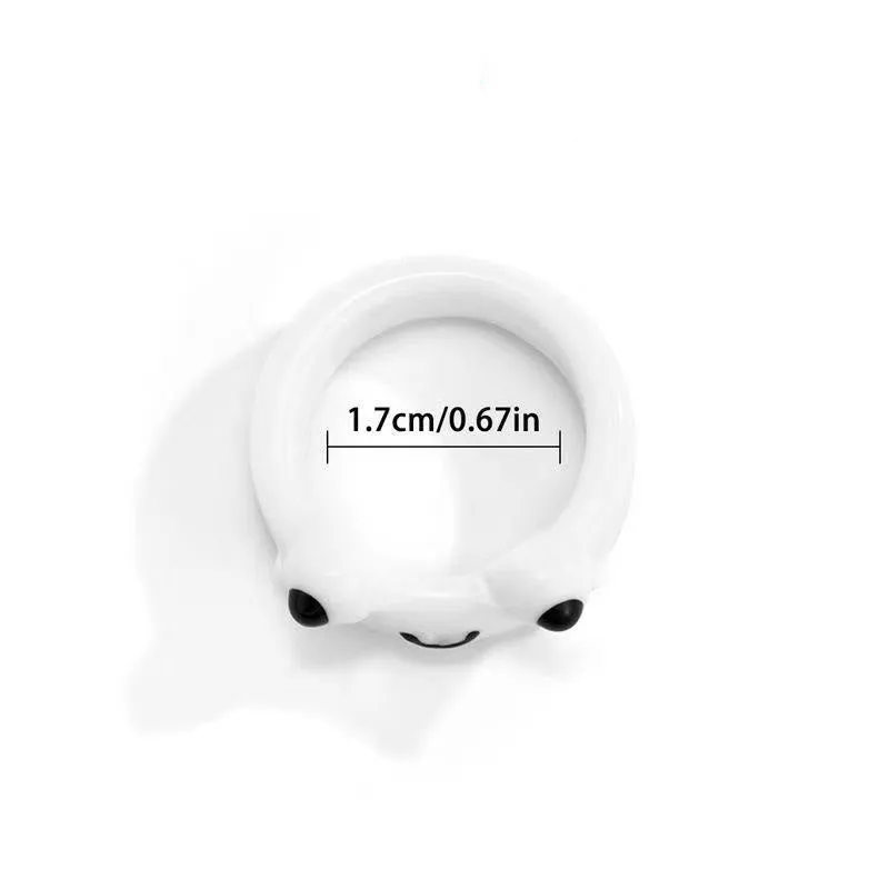 Cute Colorful Frog Rings for Women Girls Fashion Polymer Clay Resin Ring