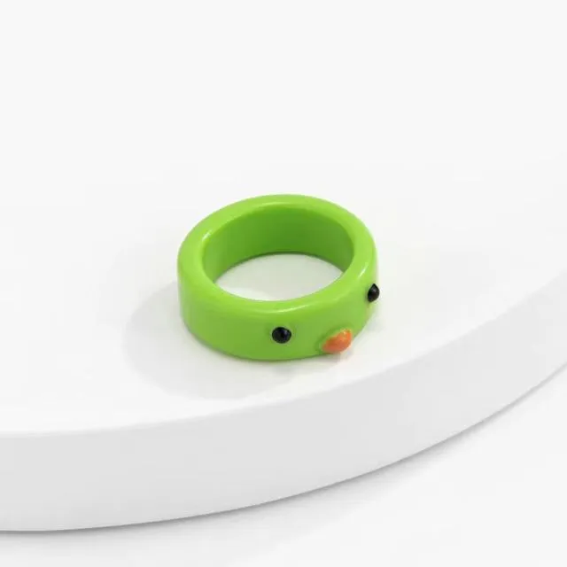 Cute Colorful Frog Rings for Women Girls Fashion Polymer Clay Resin Ring
