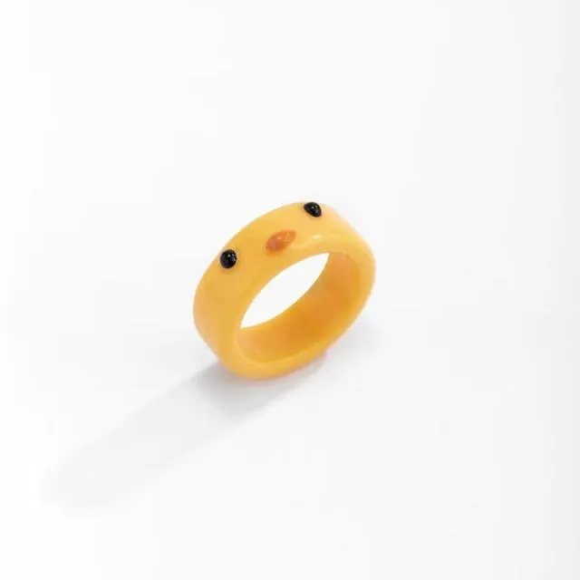 Cute Colorful Frog Rings for Women Girls Fashion Polymer Clay Resin Ring