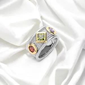 CZ Colorful Paved Ring