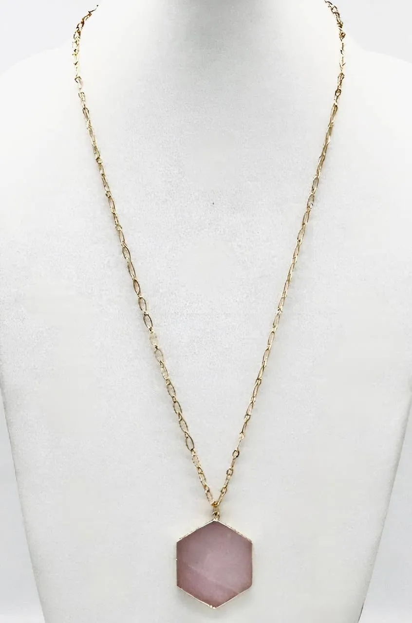 DAME PINK QUARTZ PENDANT NECKLACE