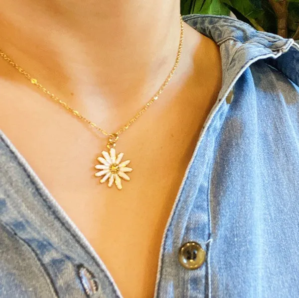 Darling Daisy Enamel Pendant Necklace