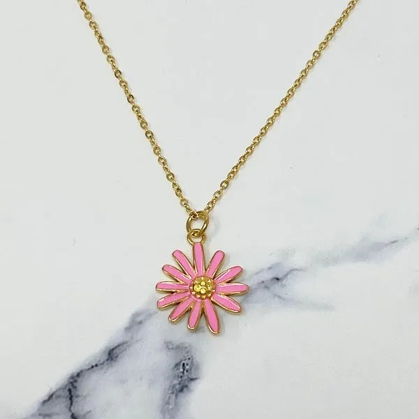 Darling Daisy Enamel Pendant Necklace