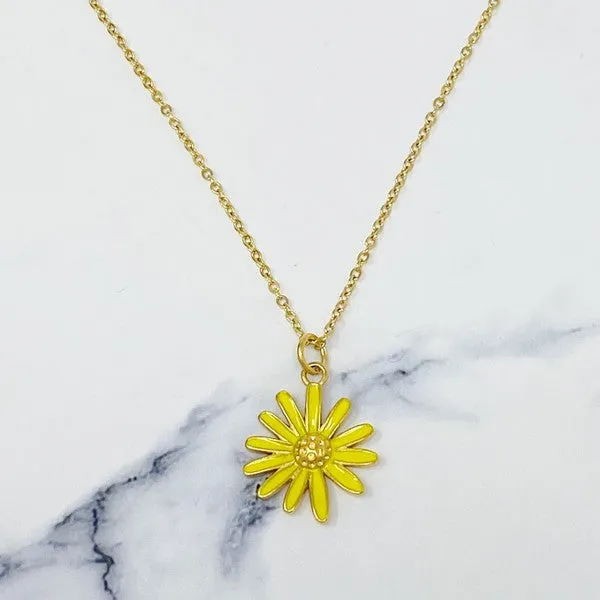 Darling Daisy Enamel Pendant Necklace