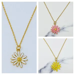 Darling Daisy Enamel Pendant Necklace