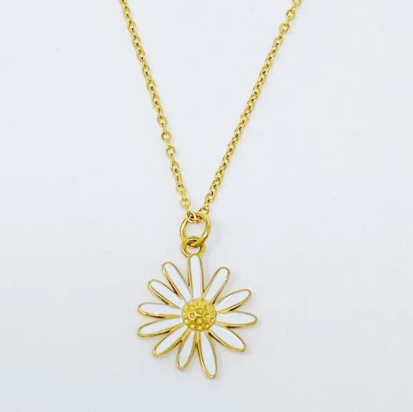 Darling Daisy Enamel Pendant Necklace